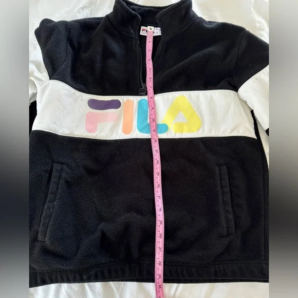 Fila Y2K Style 1/4 Zip Pullover Fleece Black Color Logo Womens Size Small - Picture 9 of 10
